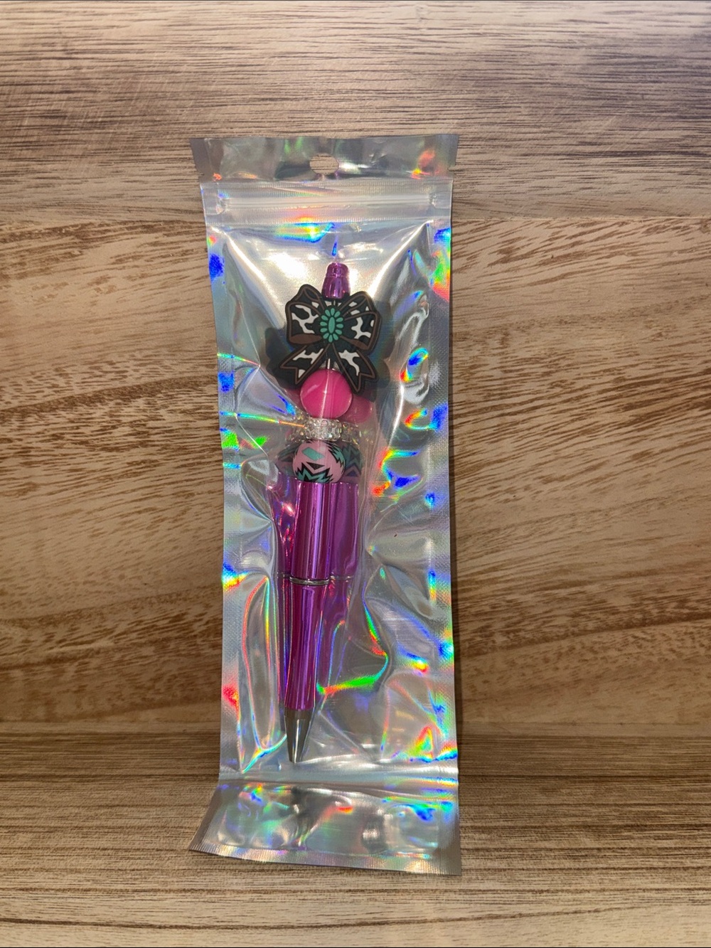 Pink Decorative Ballpoint Pen with Floral Charm